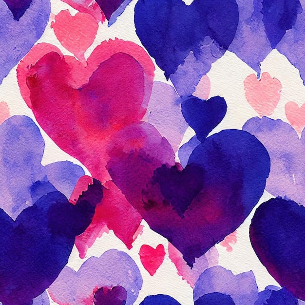 Seamless watercolor heart pattern