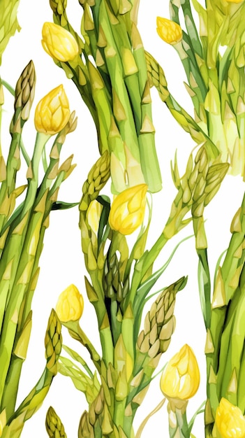 A seamless watercolor pattern of asparagus generated by AI
