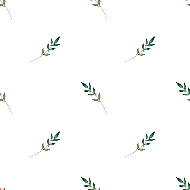 Seamless watercolor pattern branch with berries elegant pattern for printing on textiles wrapping