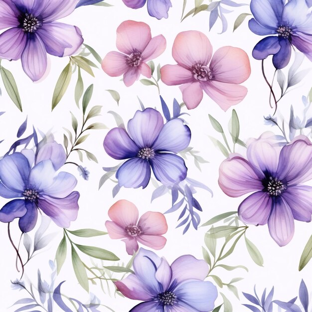 Seamless watercolor pattern very beautiful flowers and plants flower background flower backdrop