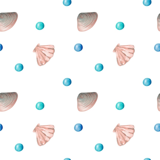 Seamless watercolor underwater life pattern Boundless pattern