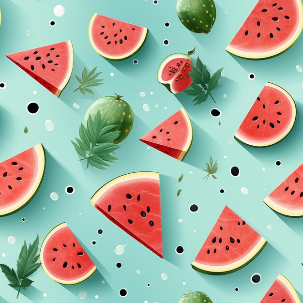 Photo seamless watermelon pattern banner wallpaper simple background generative ai