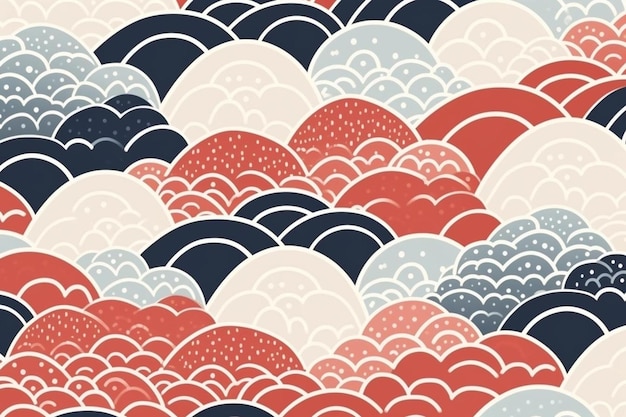 Photo seamless wavy pattern seigaiha print in polka dot style grunge texture