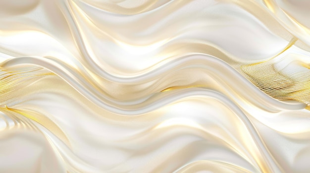 Seamless Wavy White and Gold Abstract Pattern Background