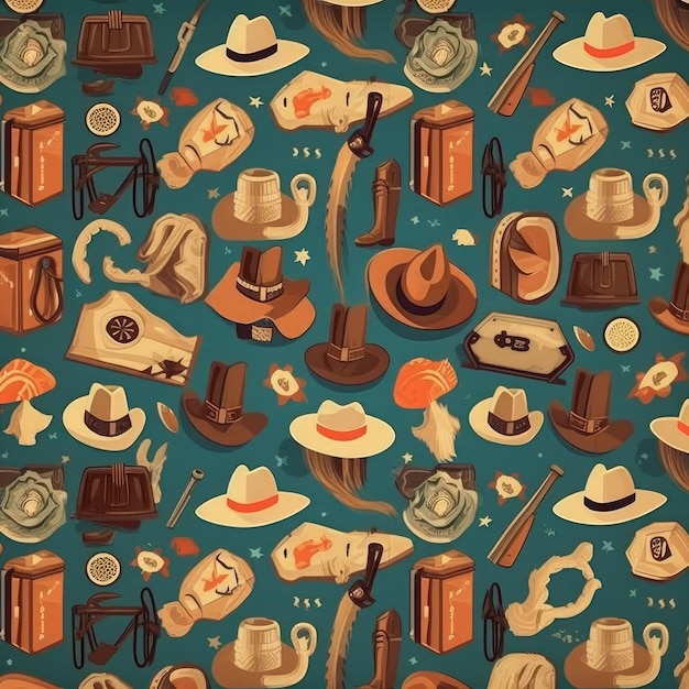 Photo seamless western pattern background aigenerated