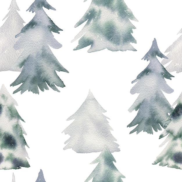 Seamless winter pattern with trees