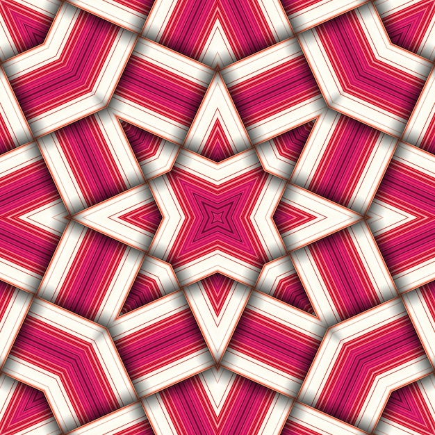 Seamless woven star pattern of stripes and lines Square abstract pattern