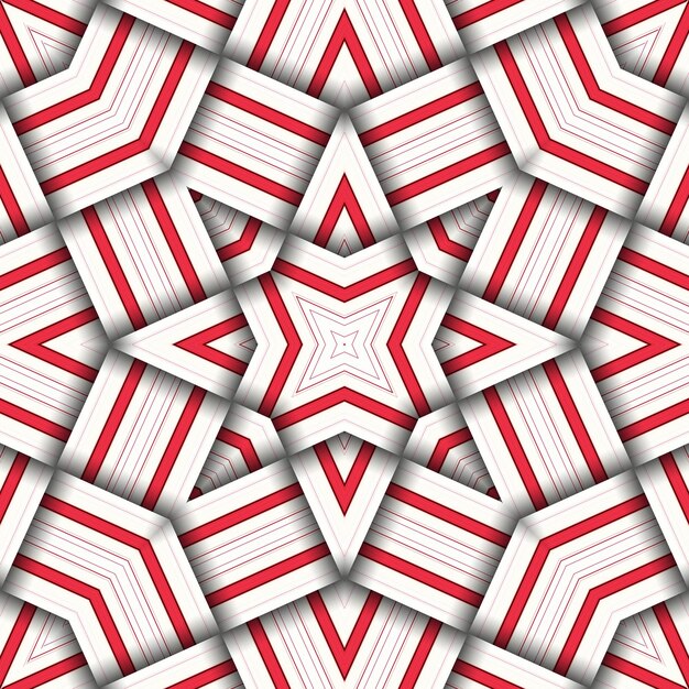 Seamless woven star pattern of stripes and lines Square abstract pattern