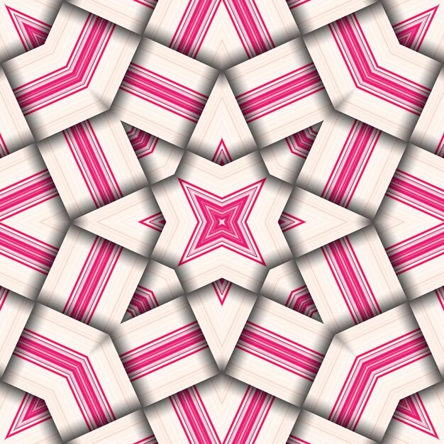 Seamless woven star pattern of stripes and lines Square abstract pattern