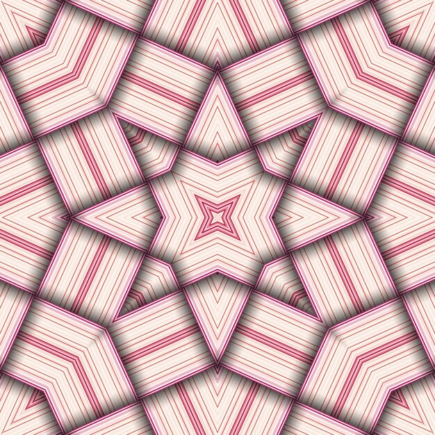 Seamless woven star pattern of stripes and lines Square abstract pattern