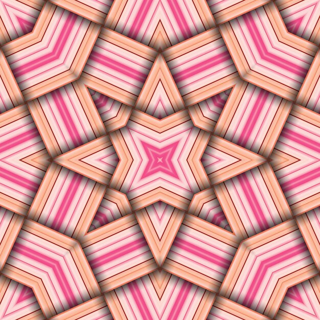 Seamless woven star pattern of stripes and lines Square abstract pattern