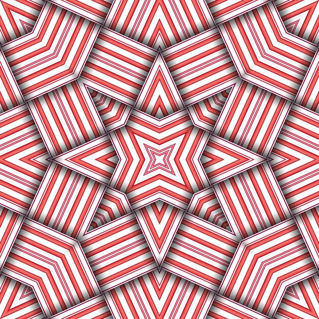 ストライプとラインのシームレス織物の星のパターン 正方形の抽象パターン