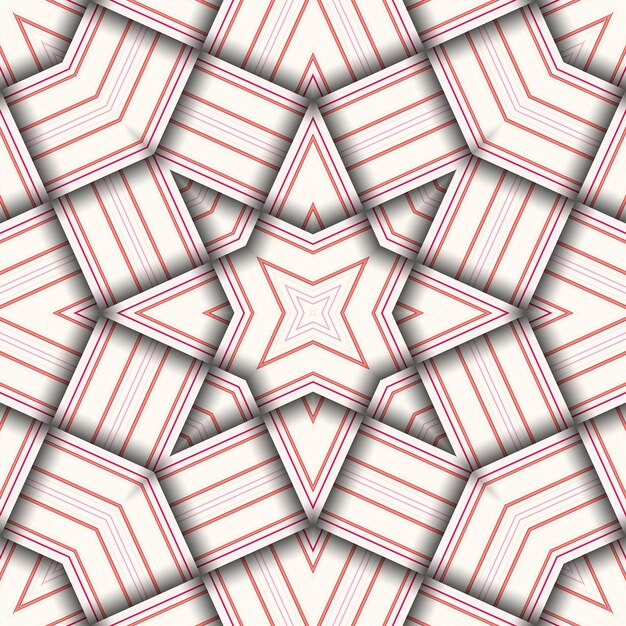 Seamless woven star pattern of stripes and lines Square abstract pattern