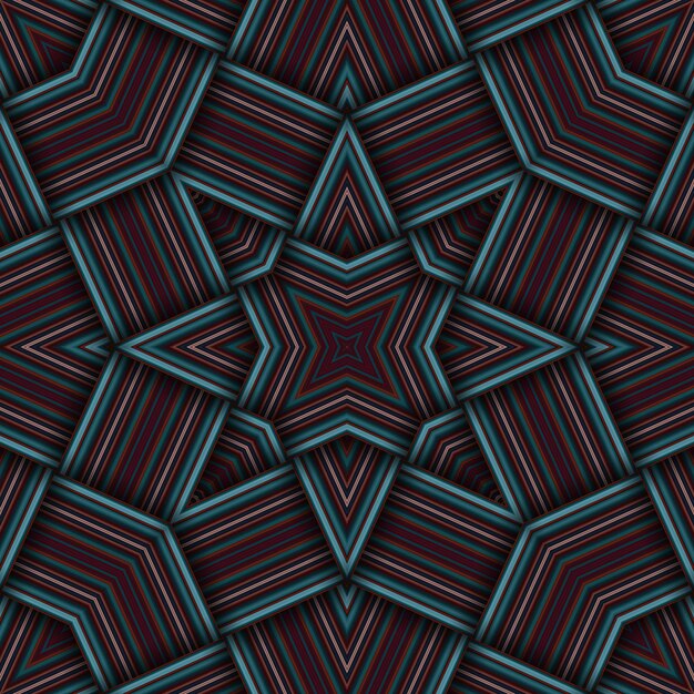 Seamless woven star pattern of stripes and lines Square abstract pattern