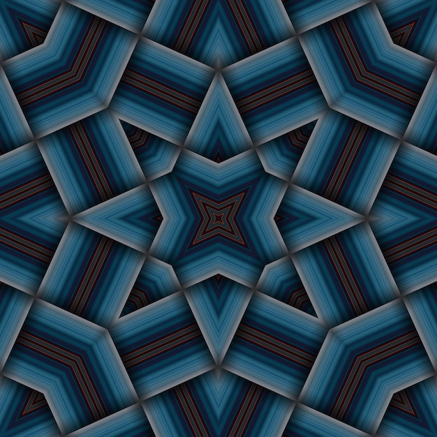 Seamless woven star pattern of stripes and lines Square abstract pattern