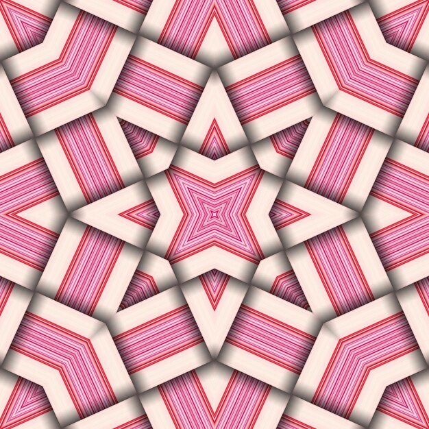 Seamless woven star pattern of stripes and lines Square abstract pattern