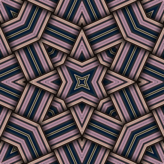 Бесшовный тканый звездочный рисунок с полосами и линиями Квадратный абстрактный рисунок