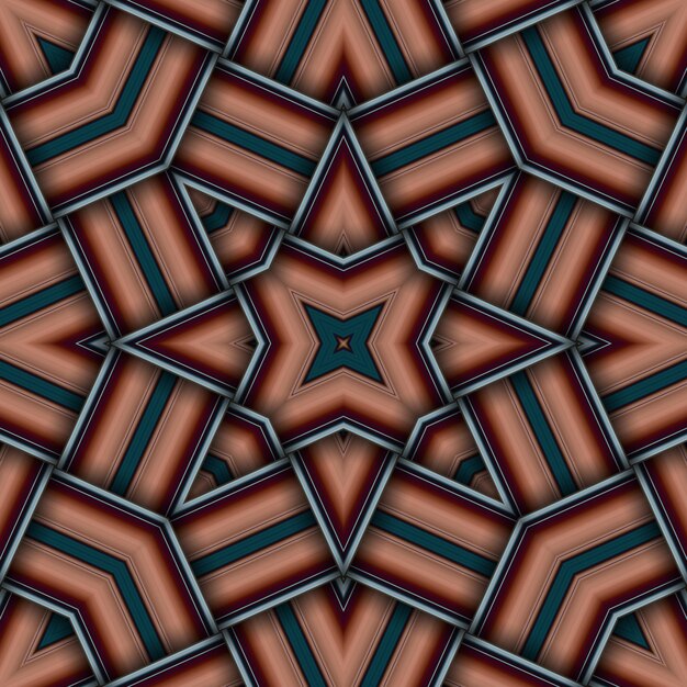 Seamless woven star pattern of stripes and lines Square abstract pattern