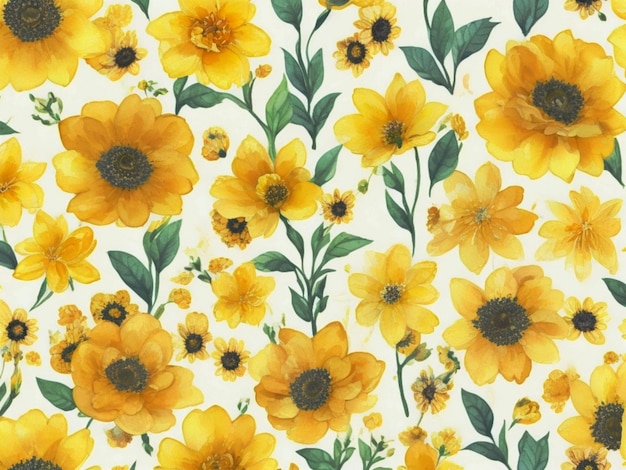 Seamless yellow floral pattern