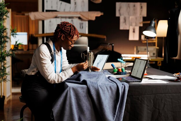 Seamstress doing creative embroidery