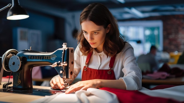 Seamstress working on new project