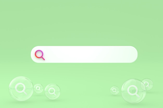 Search bar and icon search 3d render minimal design on empty background