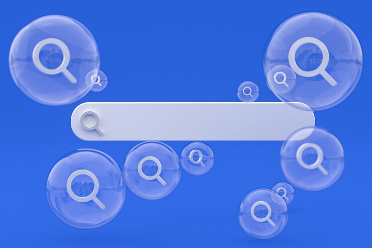 Photo search bar and icon search 3d render minimal design on empty background