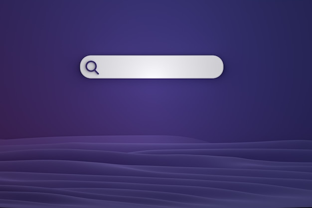 Search bar and icon search 3d render minimal design on multicolor background