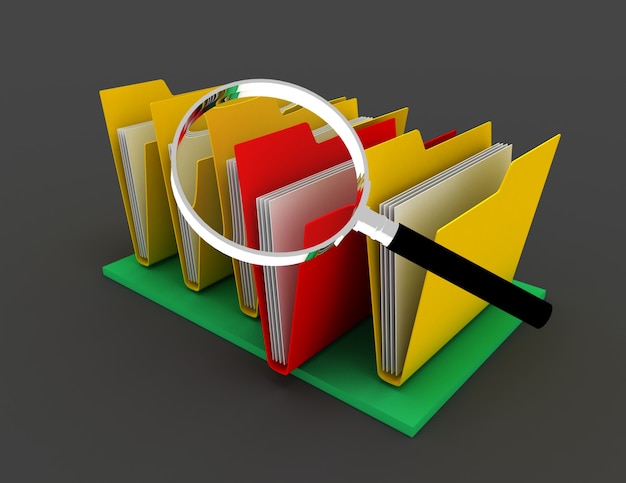 Photo search of data concept. 3d illustration