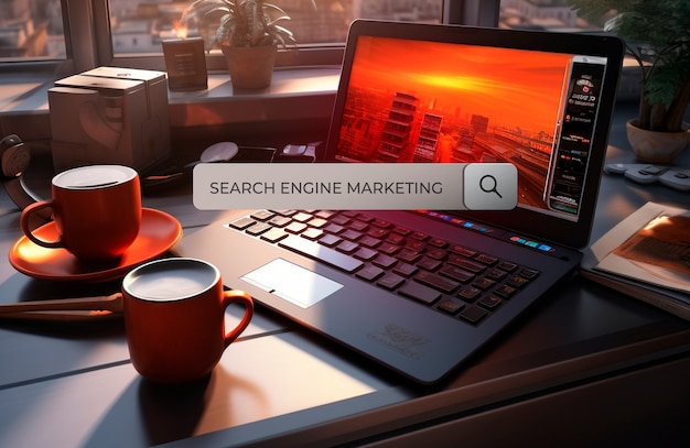 Photo search engine marketing concept