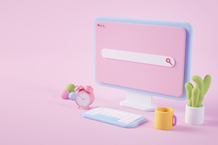 Photo search engine website 3d rendering