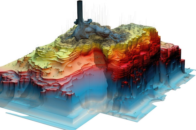 Foto ricerca di luoghi di produzione di petrolio una sezione trasversale della terra produzione di petrolio strati di suolo illustrazione 3d