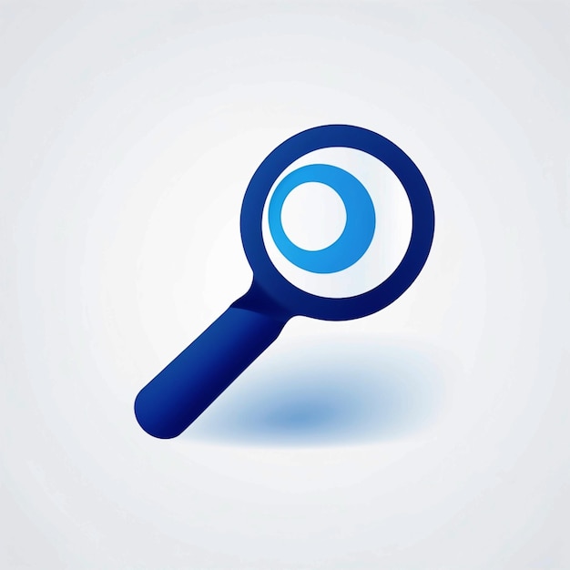 Photo search vector icon blue color