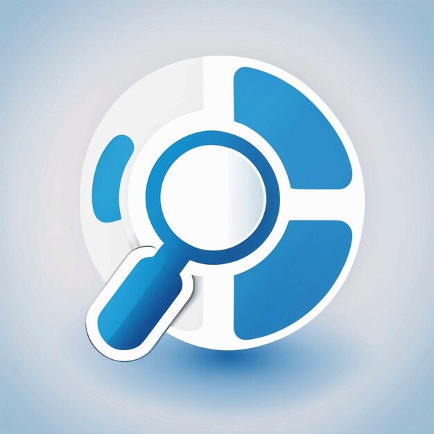 Photo search vector icon blue color