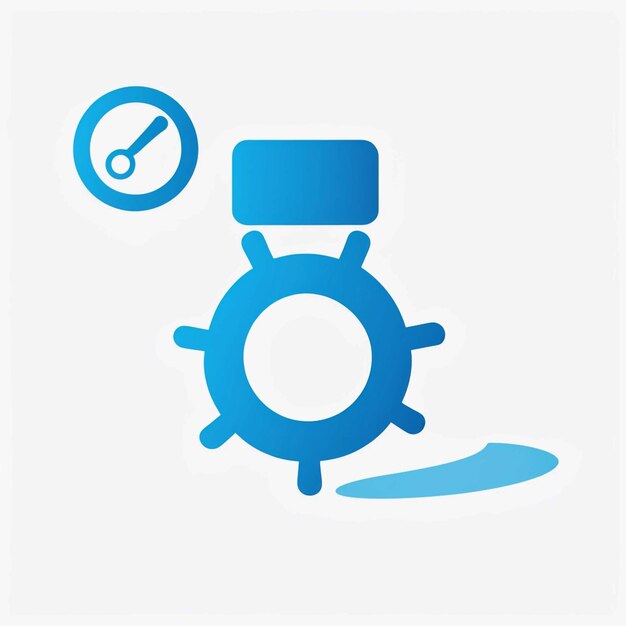 Photo search vector icon blue color