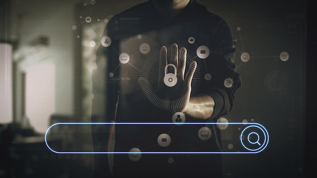 空白の検索バーでブラウジングインターネットデータ情報ネットワーキングの概念を検索する