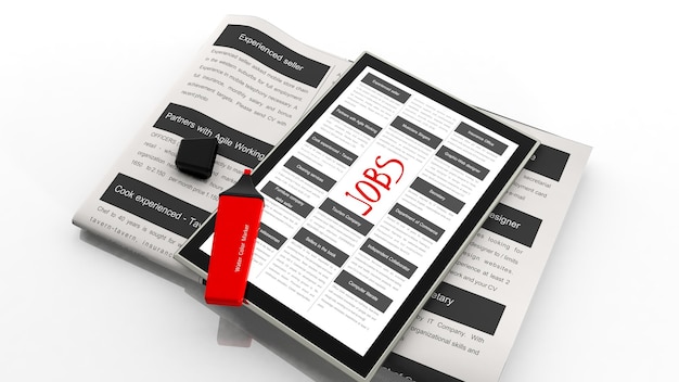 searching for a job in a digital tablet