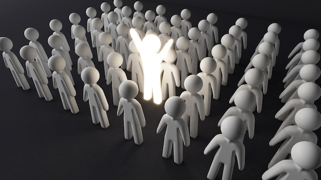 searching for people who work for the company to stand out from the crowd better than others 3d rendering