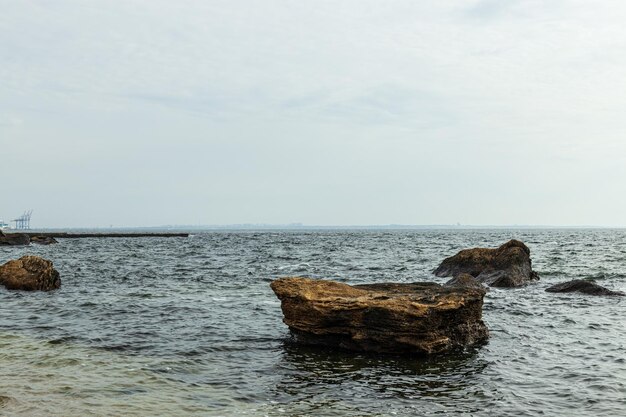 Seascape big stones sea midday