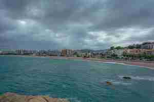 Photo seascape coastline and beach of blanes resort spain