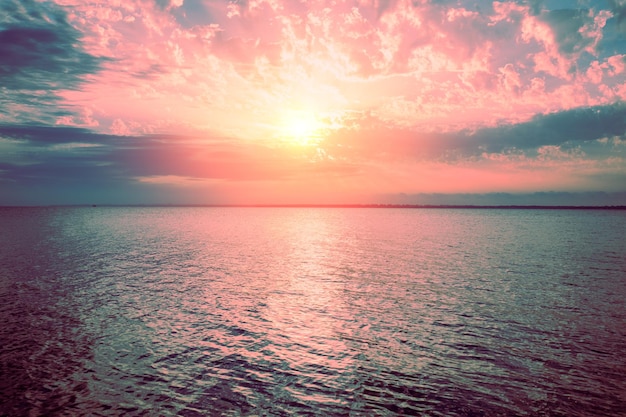 Seascape in the early morning Sunrise over the sea Nature landscape