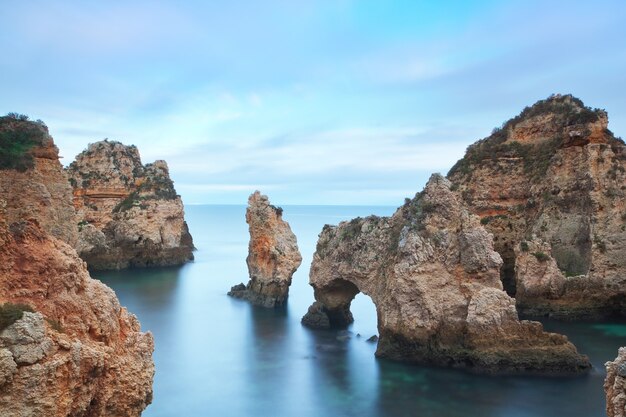 Seascape in a long exposure. Lagos beach ponta da piedade.