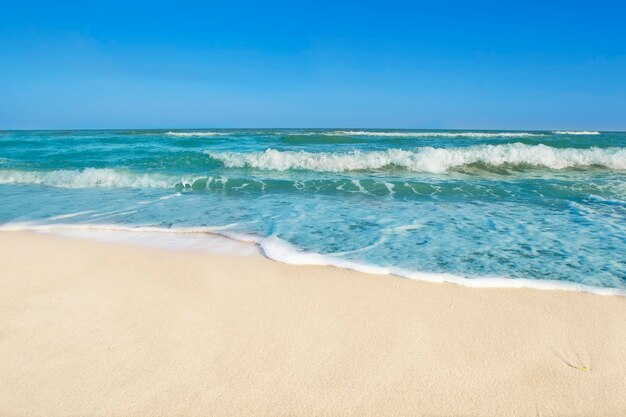 Seascape Ocean with waves and white sand