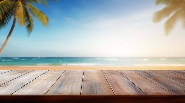 Seascape paradise on wooden tabletop