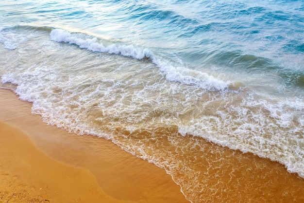 Seascape sandy beach sand and water top view abstract nature landscape background