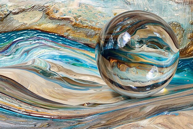 Seascape Splendor Glass Ball Water Baded in World Oceans Day Splendor