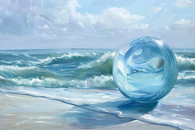 Seascape Splendor Glass Ball Water Baded in World Oceans Day Splendor