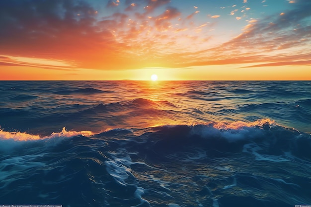 Seascape at sunset AI generative