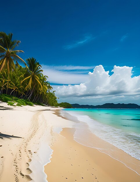 海景熱帯気候の海と砂浜の人けのないビーチフィリピンの海岸生成ai
