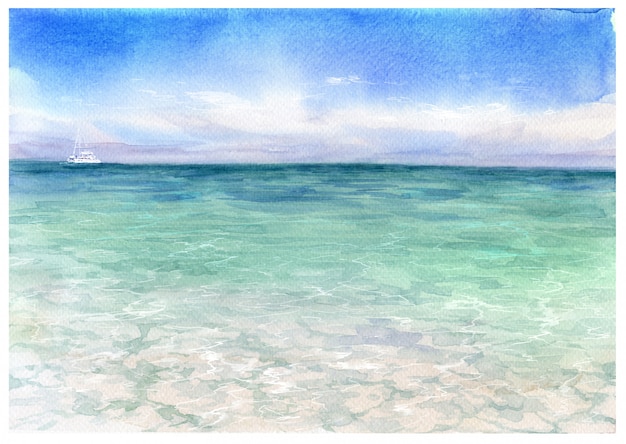 Seascape watercolor painting